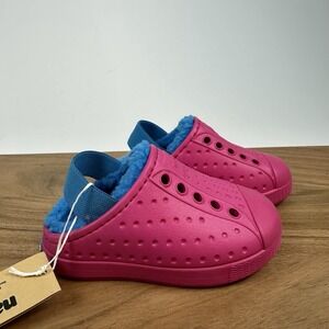 New NWT Little‎ Kids Native Jefferson Cozy Pink Fleece Sling Shoes 4 C